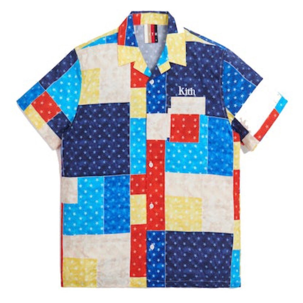 Kith Mixed Stars Patchwork Camp Collar Shirt - image 1